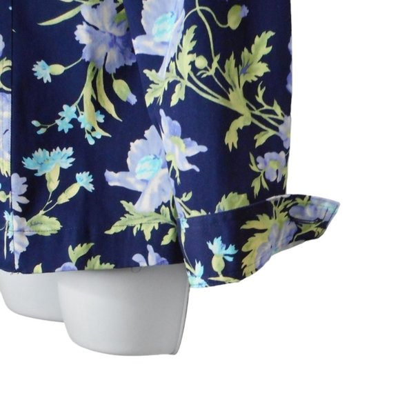 The Tog Shop Jacket M Blue Cotton Floral Lightweight Pockets Buttons Casual - Picture 11 of 13